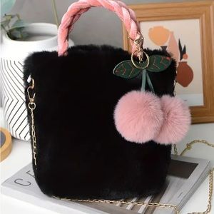 Black cherry plush tote bag